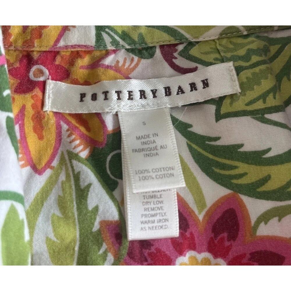 Pottery Barn Women Sz S Pajama Button Up TOP ONLY Floral Gardener 100% Cotton - Picture 10 of 10